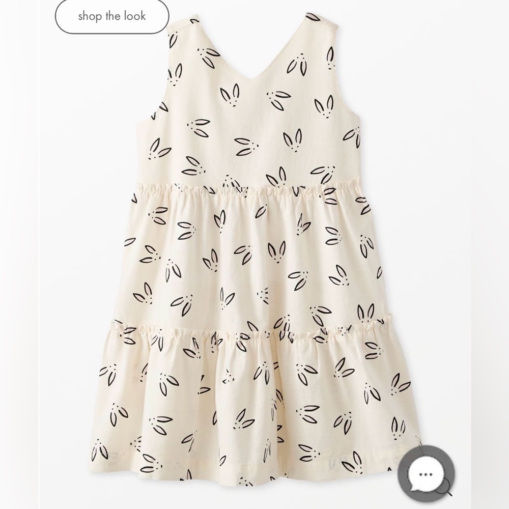 NWT Hanna Andersson Cream Linen Bunny Dress 6-7
